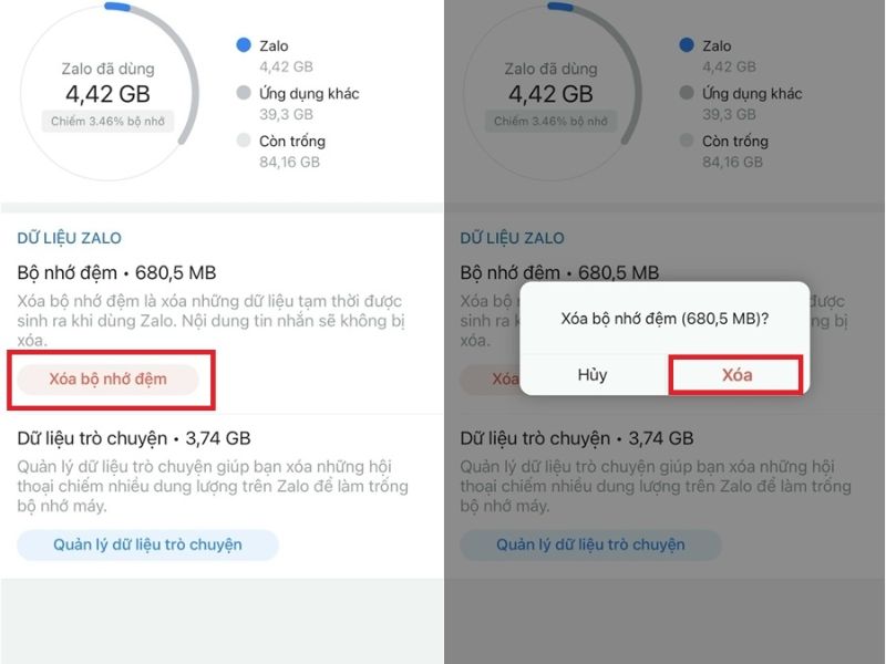 Tiến hành xóa dữ liệu ở Android