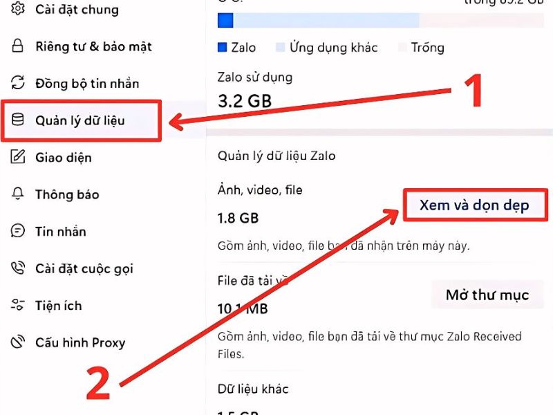 Tiến hành xóa dữ liệu Zalo ở máy tính