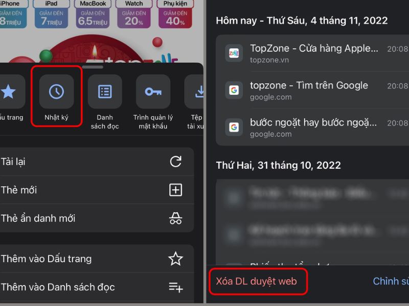 Xóa lịch sử tìm kiếm với Google trên iPhone
