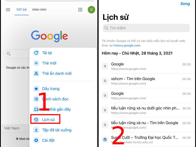 Xóa lịch sử trình duyệt ở Android