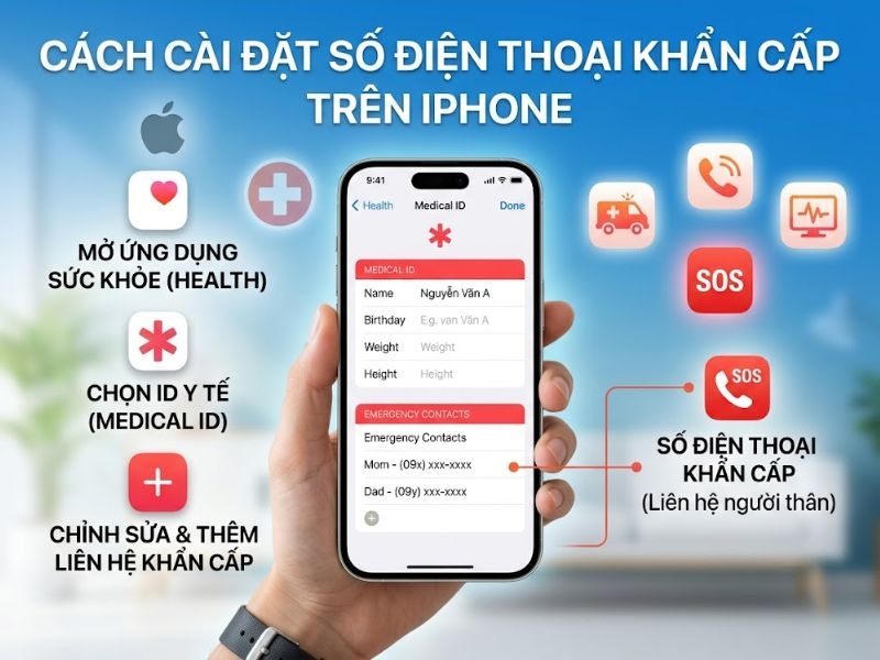 Cách cài đặt số điện thoại khẩn cấp trên iPhone cực nhanh
