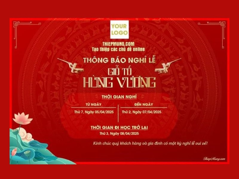 Tạo mẫu thông báo nghỉ lễ Giỗ tổ Hùng Vương bằng AI dễ dàng