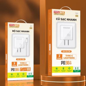 Bộ sạc nhanh 2 cổng C-L 30W Vivumax C30i
