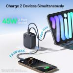 Bộ sạc nhanh hiệu Baseus EnerCore CJ11 with Retractable Cable 2C 45W US JP - Màu đen-60236