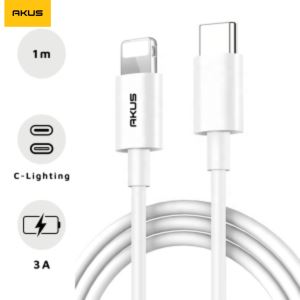 Cáp Akus Type-C To Lighting Nhanh 3A Màu Trắng - PD105