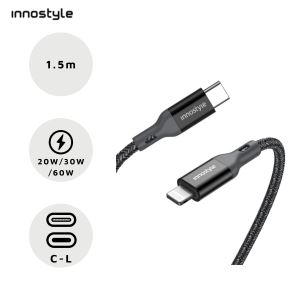 CÁP IPHONE INNOSTYLE POWERFLEX USB-C TO LIGHTNING MFI 1.5M 20/30/60W