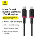 Cáp sạc nhanh Baseus Dura C-C 100W 1m - Màu đỏ đen-60071