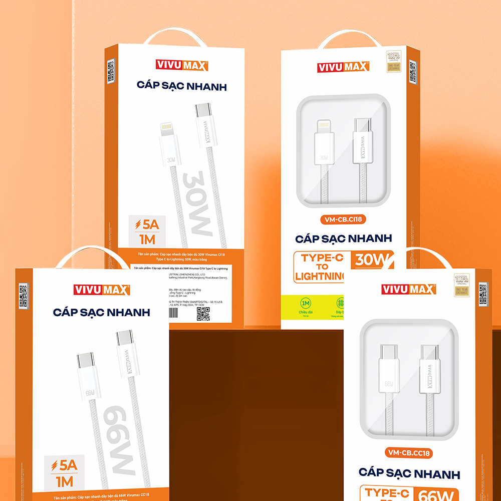 Cáp sạc nhanh Vivumax  C to Lightning 30W-58850