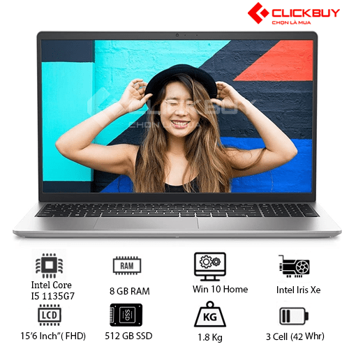 Laptop Dell Inspiron N3511 512 GB SSD (I3 128GB RAM/Iris Xe/15.6 inch FHD/Win10/Black/Nhập Khẩu)
