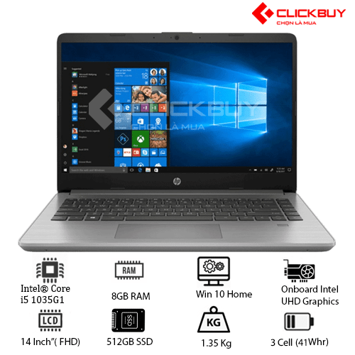 Laptop HP 340S G7 36A35PA (Core i5-1035G1 | 8GB | 512GB | Intel UHD | 14.0 inch FHD | Win 10 | Xám)