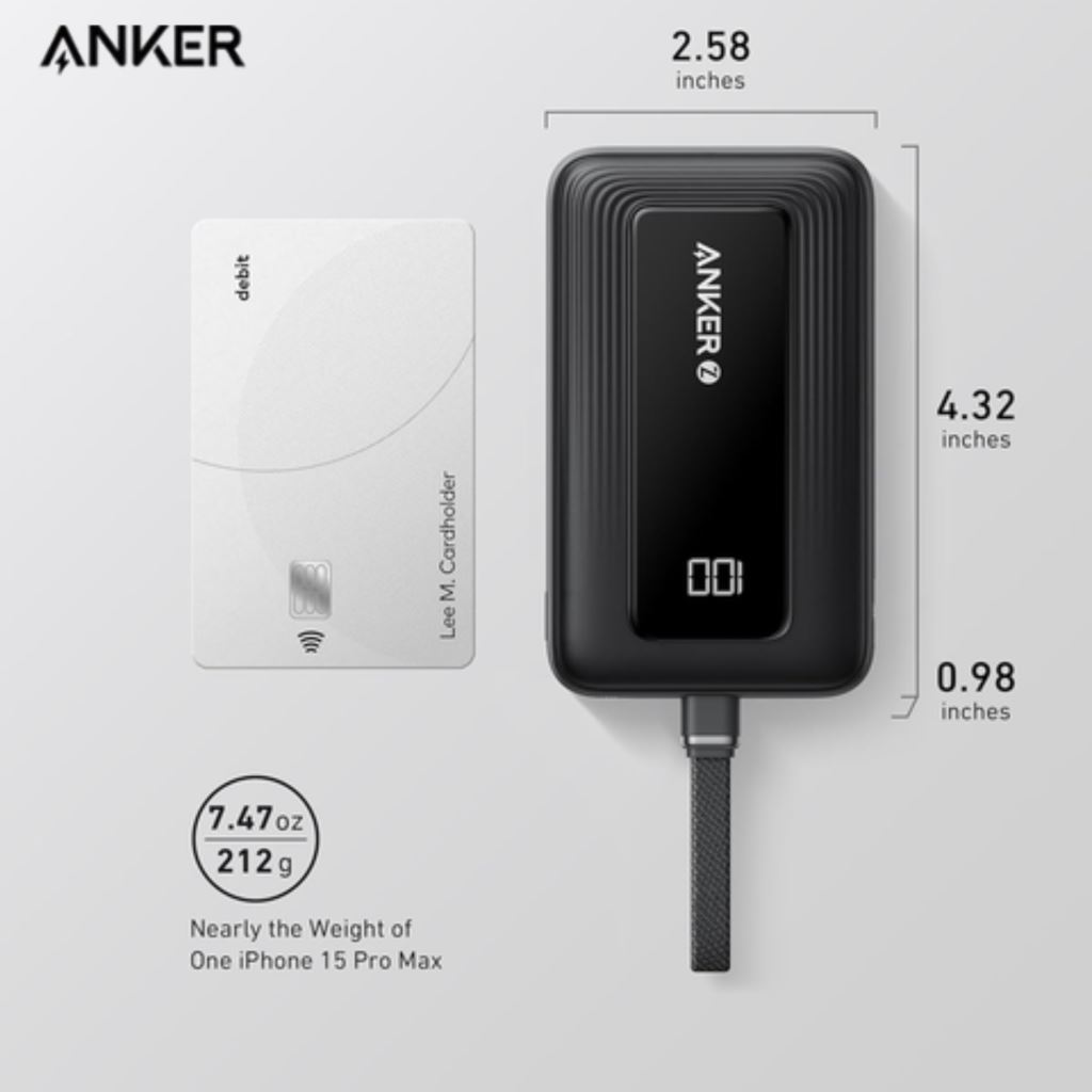 Pin dự phòng Anker Zolo 10000mah 30W 1A1C Tích Hợp Cáp Type-C A1688-55235