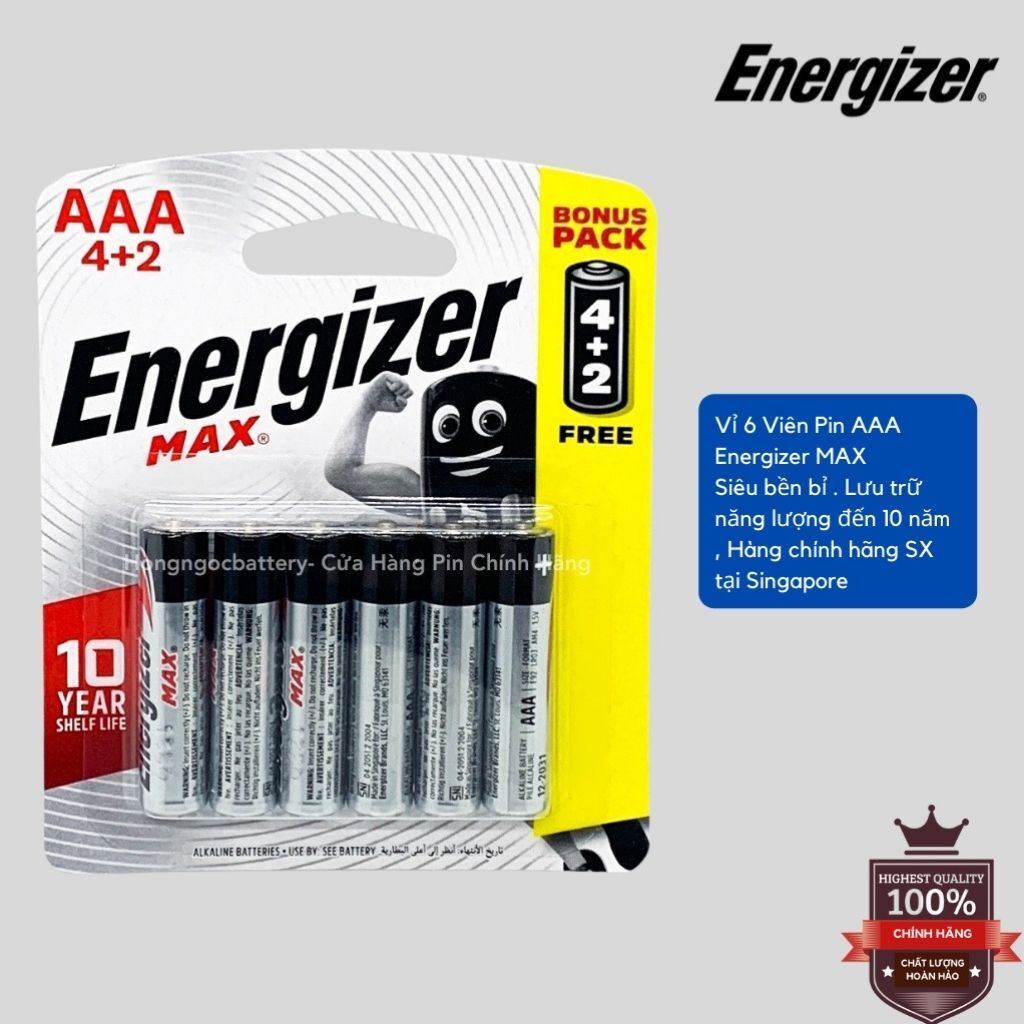PIN ENERGIZER MAX AAA E92 BP6 (6 Viên)-63076