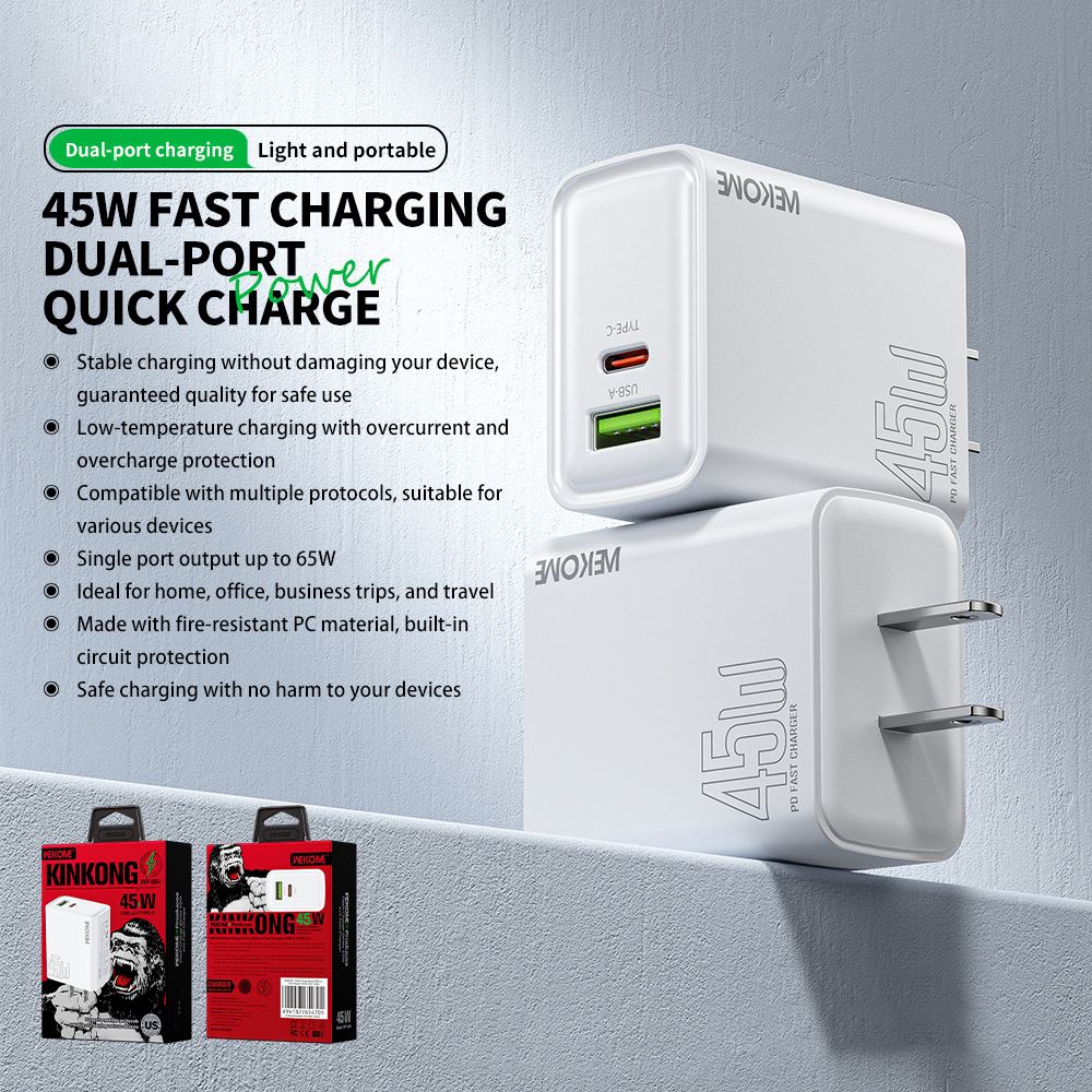 Sạc nhanh Wekome 45W 2 cổng A+C WP-U64-56566