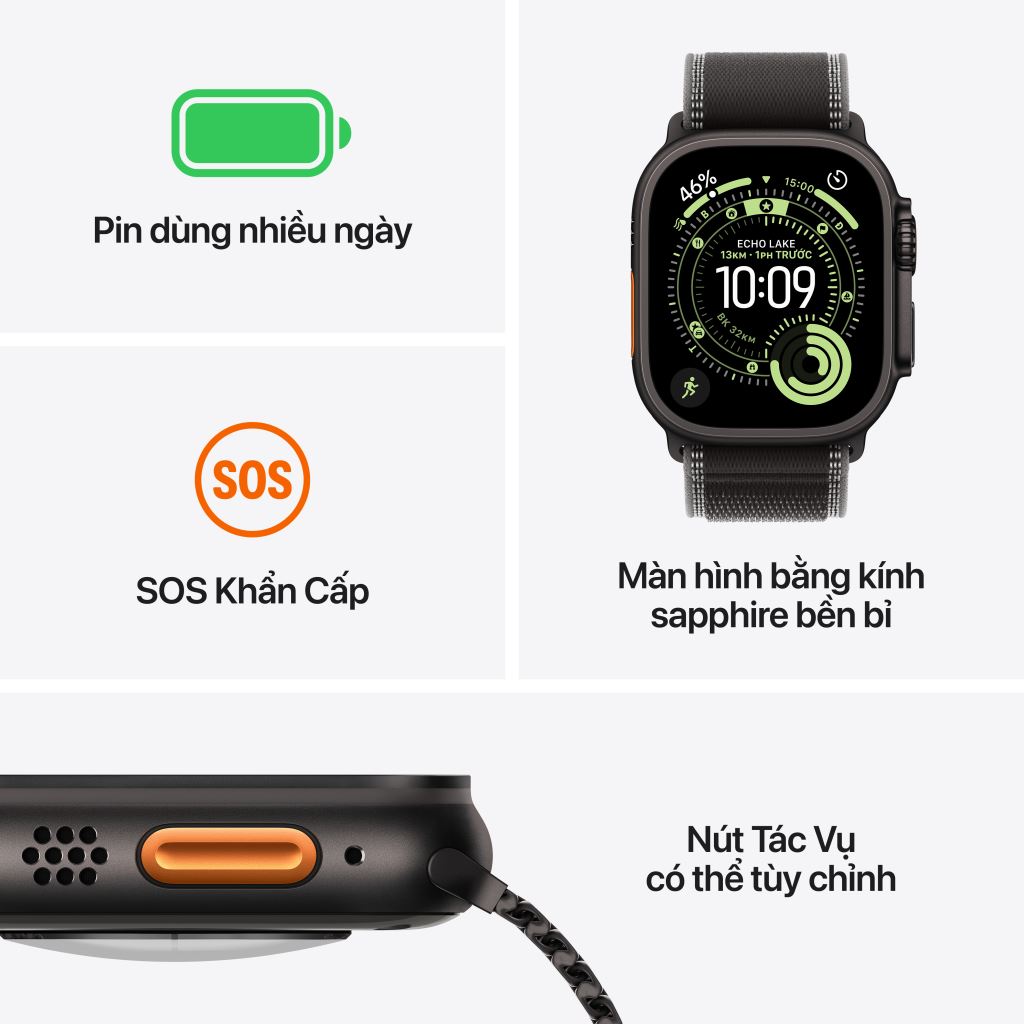 Apple Watch Ultra 3 5G 49mm Viền Titan Dây Cao Su - Bảo hành 1 đổi 1 12 tháng-57314